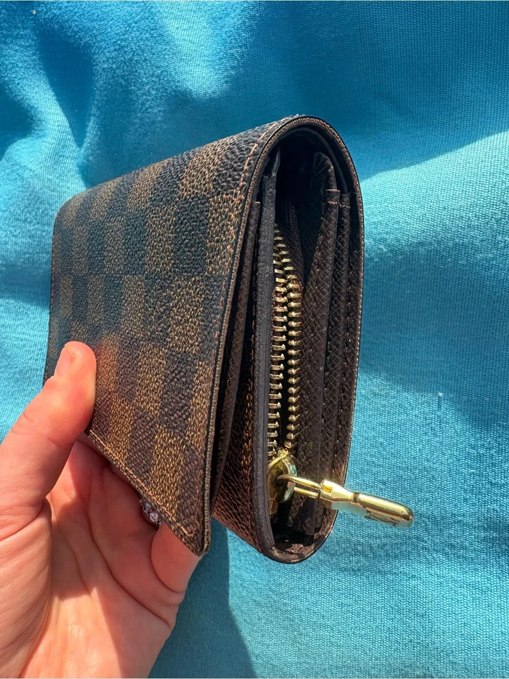 Louis Vuitton Brown & Dark Brown Check Card Holder wallet